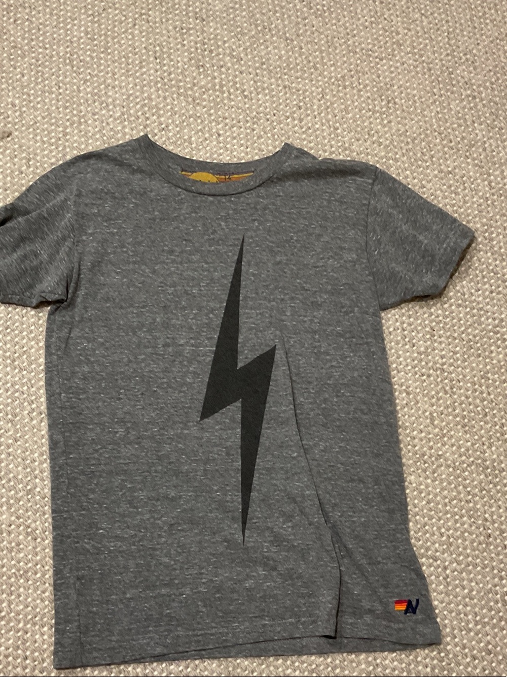 Girls Gray Graphic Lightning Tee - Kids Shirts & Tops